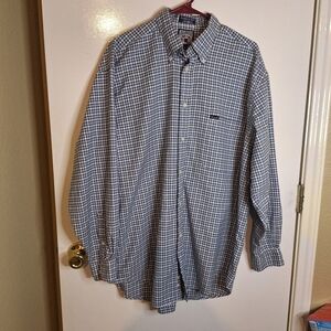 Faconnable Men's Blue Checkered Shirt. Size L
